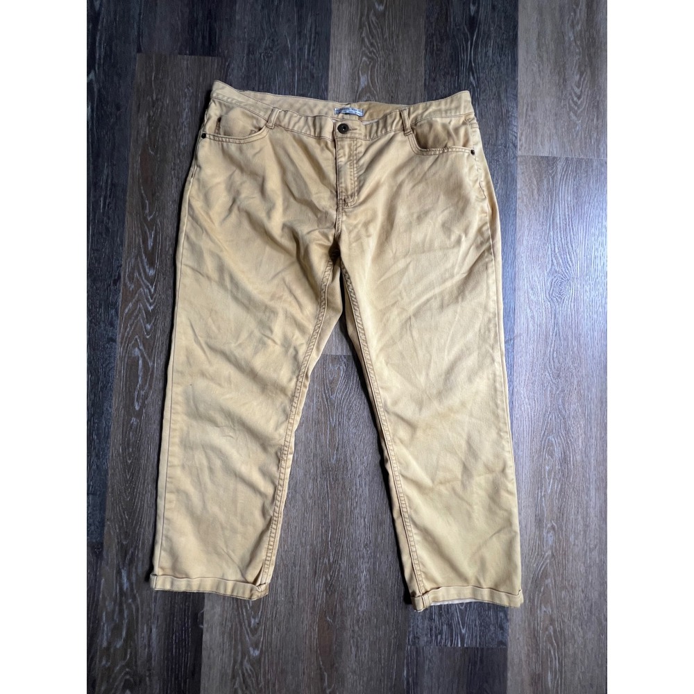 Alberto Makali Straight Leg Pants‎ Womens XL Yellow Mustard Cotton Blend Casual